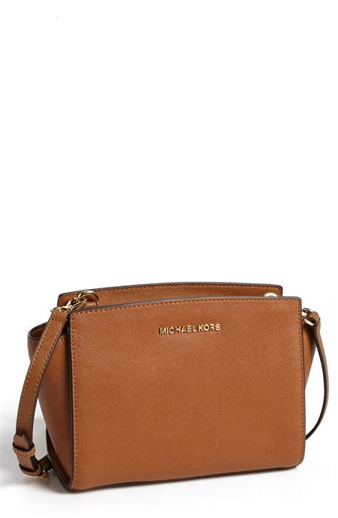 michael kors saffiano leather selma bag brown grommets|selma saffiano leather crossbody bag.